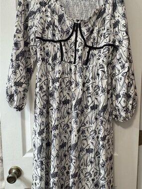 Black & White Floral Midi Dress